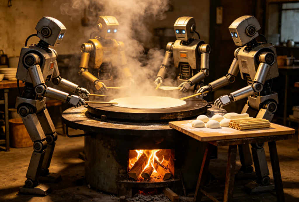 当人形机器人解锁徐州烙馍！千年非遗与科技烟火撞了个满怀✨